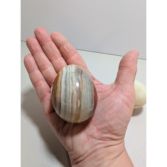 Lot Of Three Polished Stone Eggs- Decorative Rocks rustic decor - Picture 4 of 4